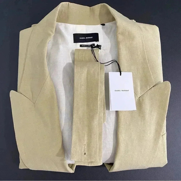 Isabel Marant New Linen Blazer Riller Size 12 Neutral Tan - Picture 16 of 17